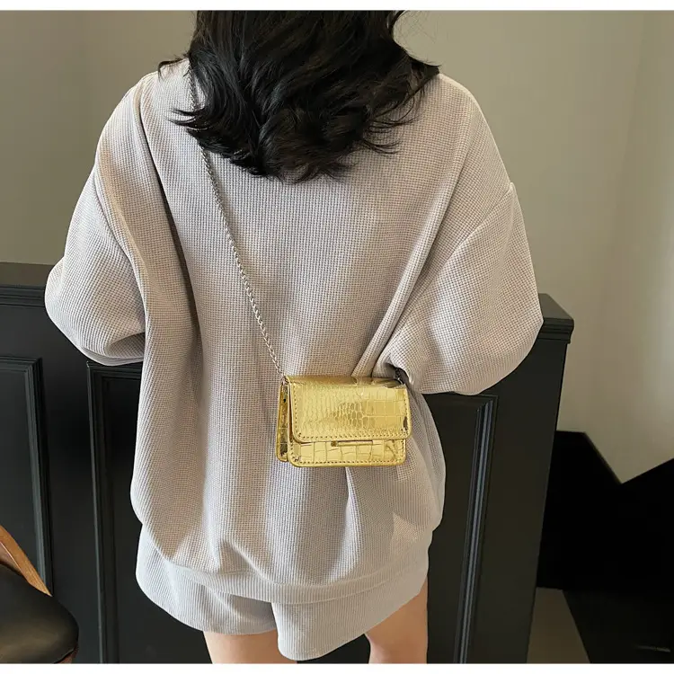 Pink Croc Patch Shiny Shoulder Bag for Women — feature 15