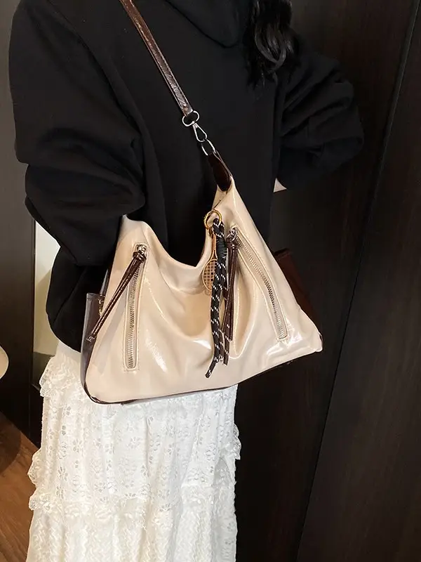 High-end 2025 Women's Large Cap Bag Tan Leather - Image 6