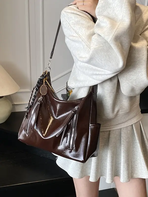 High-end 2025 Women's Large Cap Bag Tan Leather - Image 7