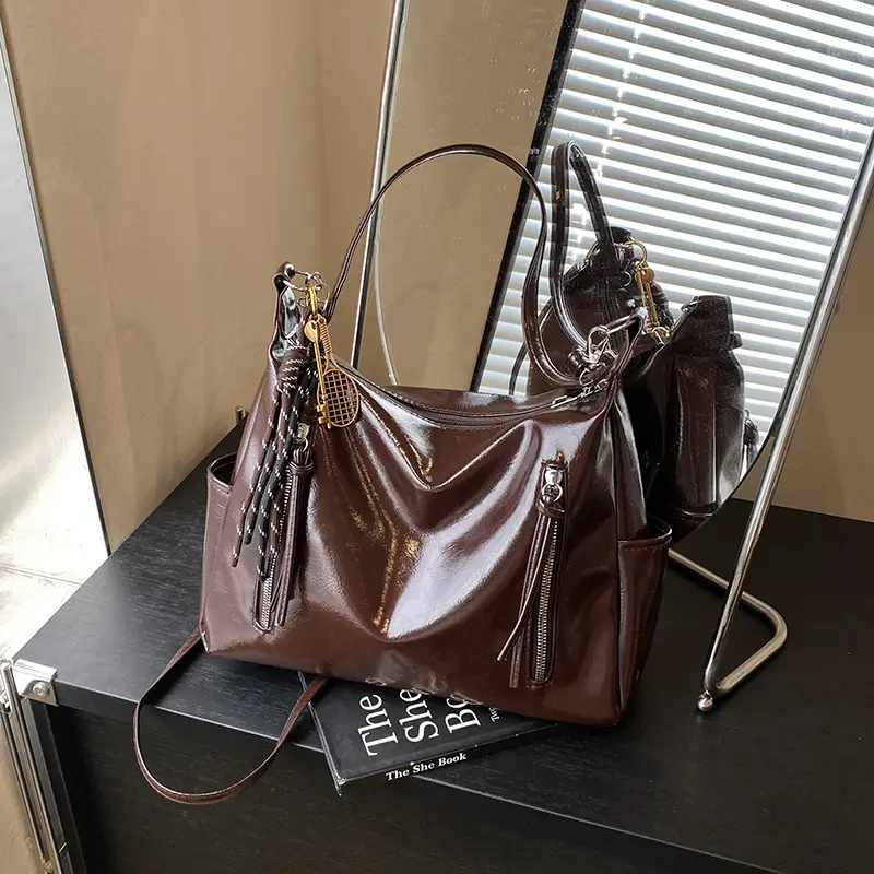 High-end 2025 Women's Large Cap Bag Tan Leather - Image 2
