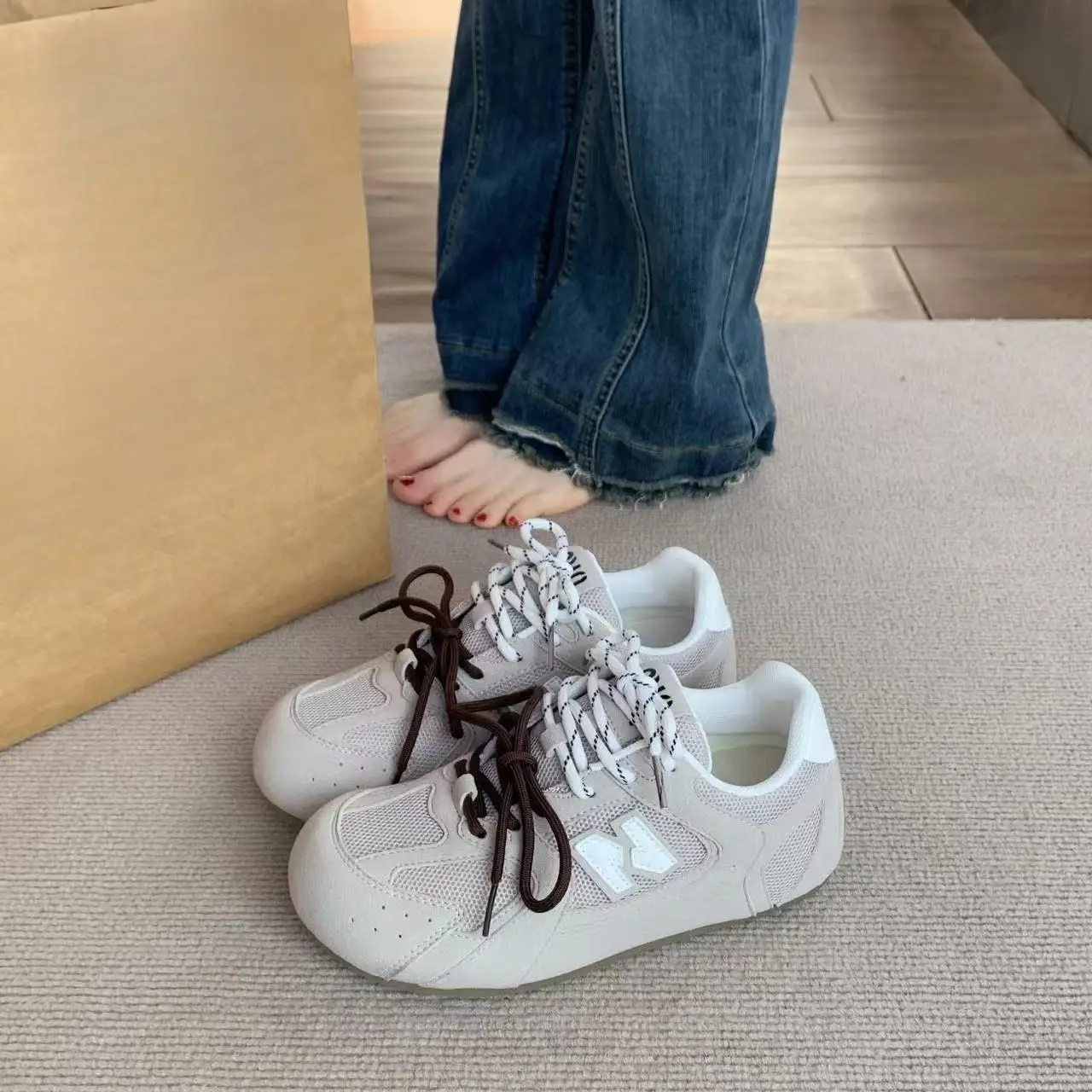 Women Grey Mesh Casual Sneakers All Match 2025 Spring - Image 5