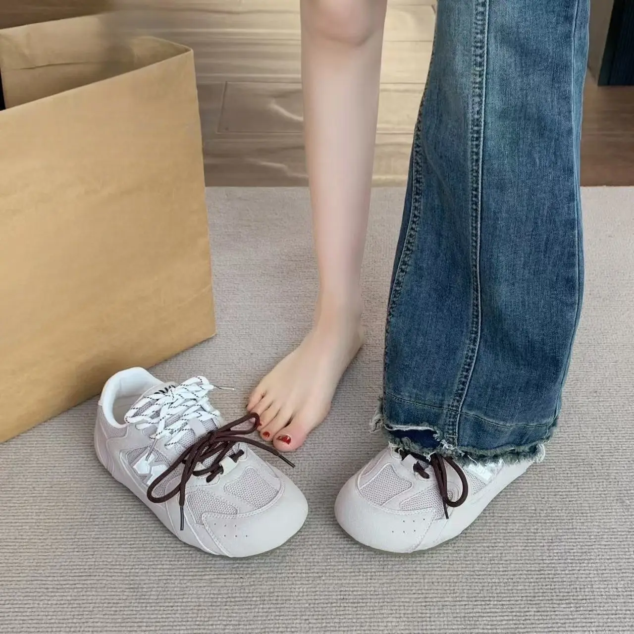 Women Grey Mesh Casual Sneakers All Match 2025 Spring — feature 8