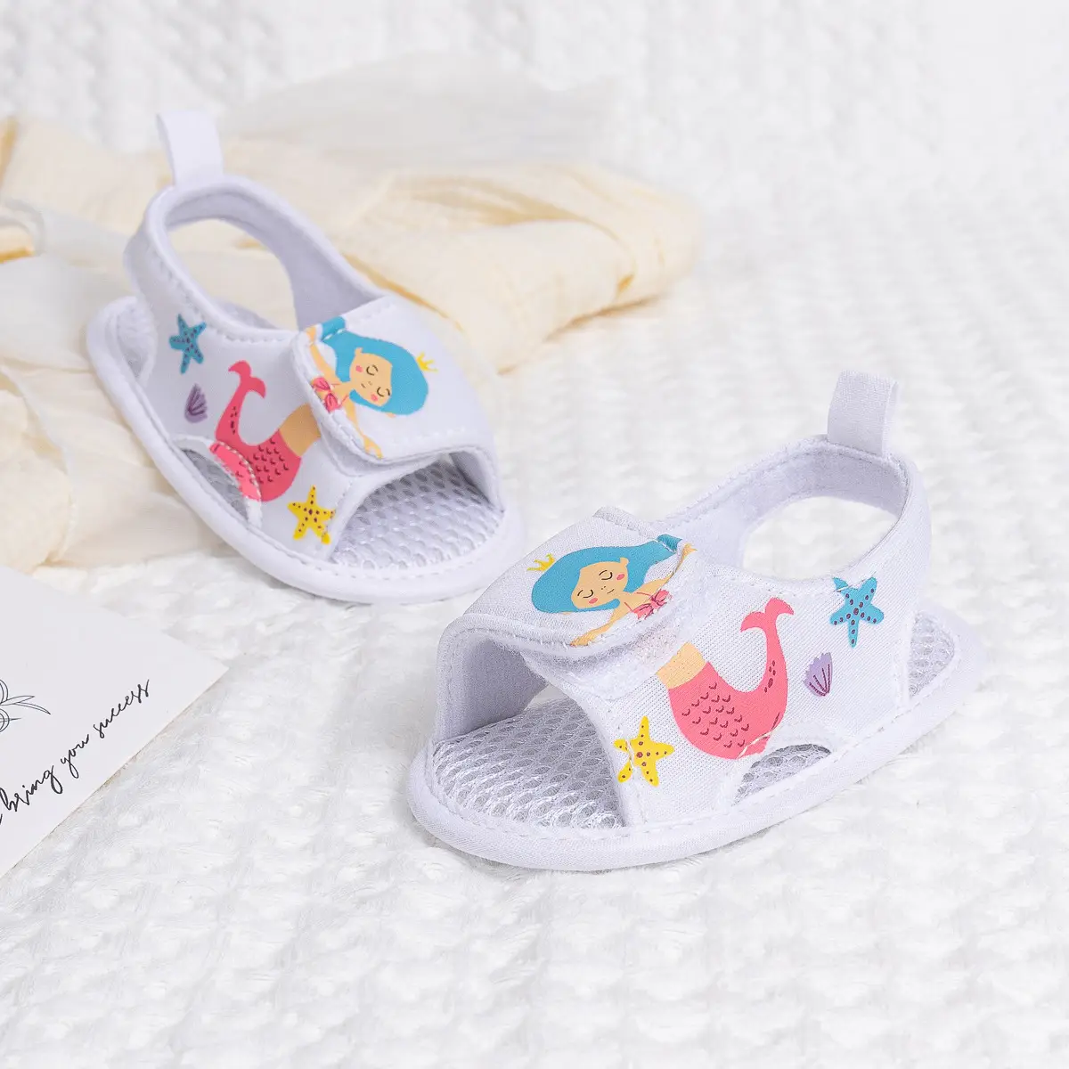 Pink Cartoon Baby Sandals with Velcro Closure - Image 4