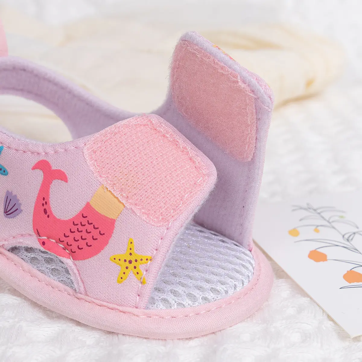 Pink Cartoon Baby Sandals with Velcro Closure - Image 5