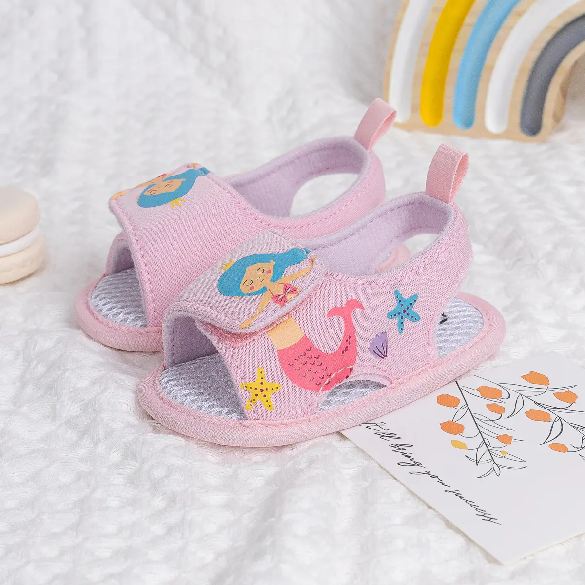 Pink Cartoon Baby Sandals with Velcro Closure - Image 6