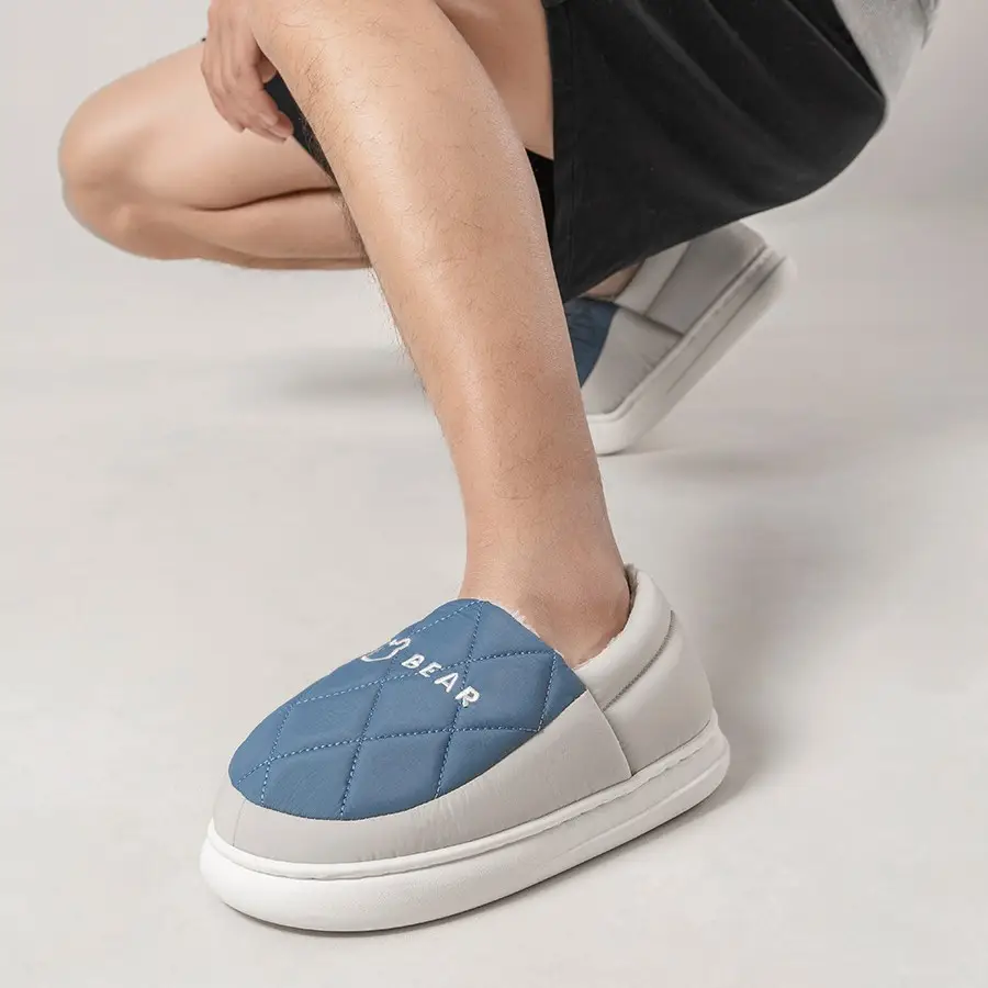 Indoor Home Bag Heel Woolen Cotton Shoes for Women in Autumn and Winter Outer Wear Waterproof Cotton Slippers for Men Winter Warmth 2025 New Style
