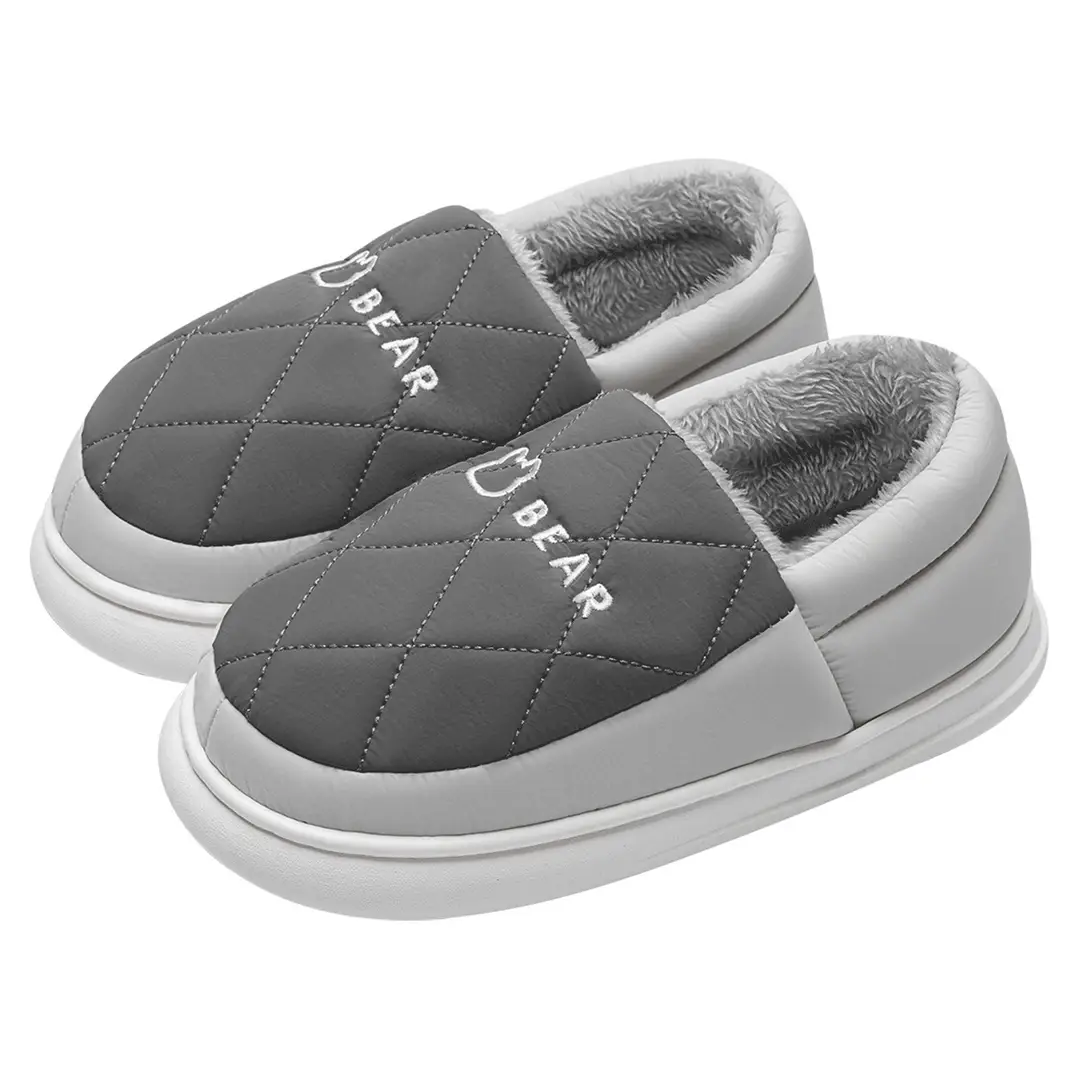 Indoor Home Bag Heel Woolen Cotton Shoes for Women in Autumn and Winter Outer Wear Waterproof Cotton Slippers for Men Winter Warmth 2025 New Style