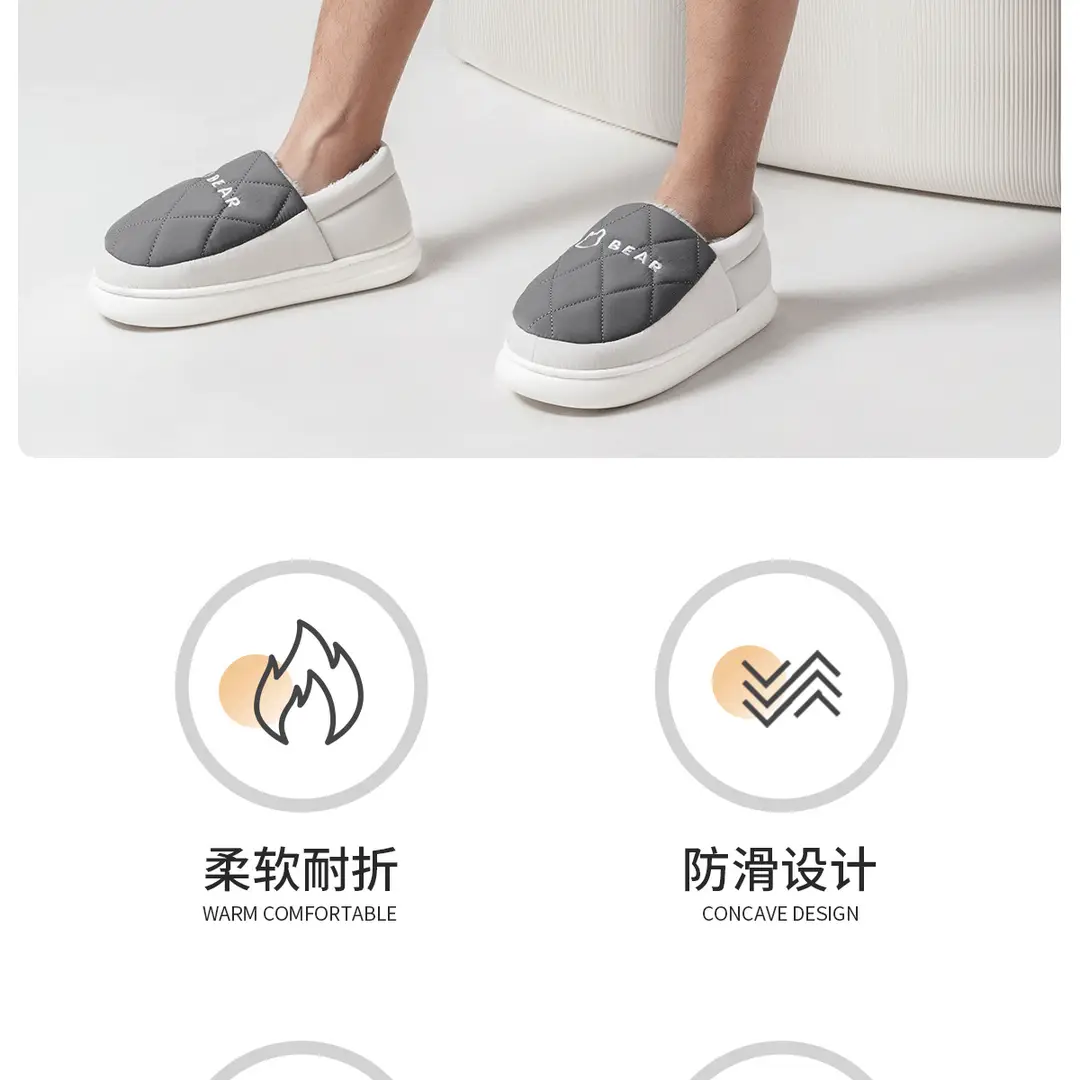 Indoor Home Bag Heel Woolen Cotton Shoes for Women in Autumn and Winter Outer Wear Waterproof Cotton Slippers for Men Winter Warmth 2025 New Style — feature 3