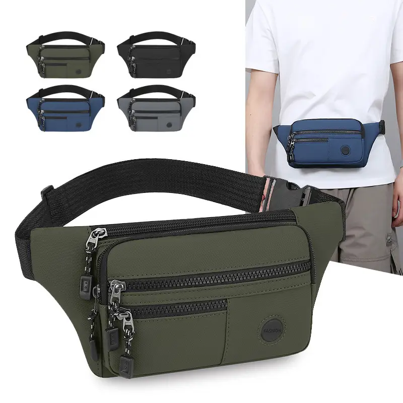 Men's Blue PU Leather Waist Bag with 4 Colors - Image 6