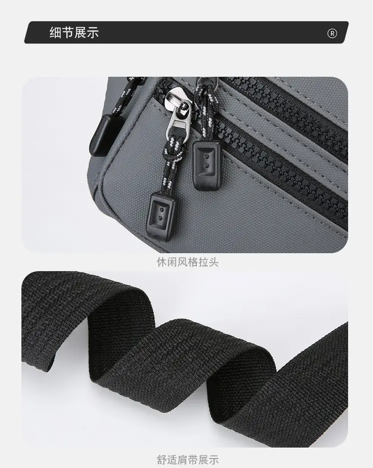 Men's Multi-Layer Waist Bag Blue Pu Leather — feature 18