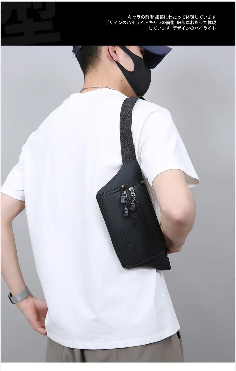 Men's Multi-Layer Waist Bag Blue Pu Leather — feature 22
