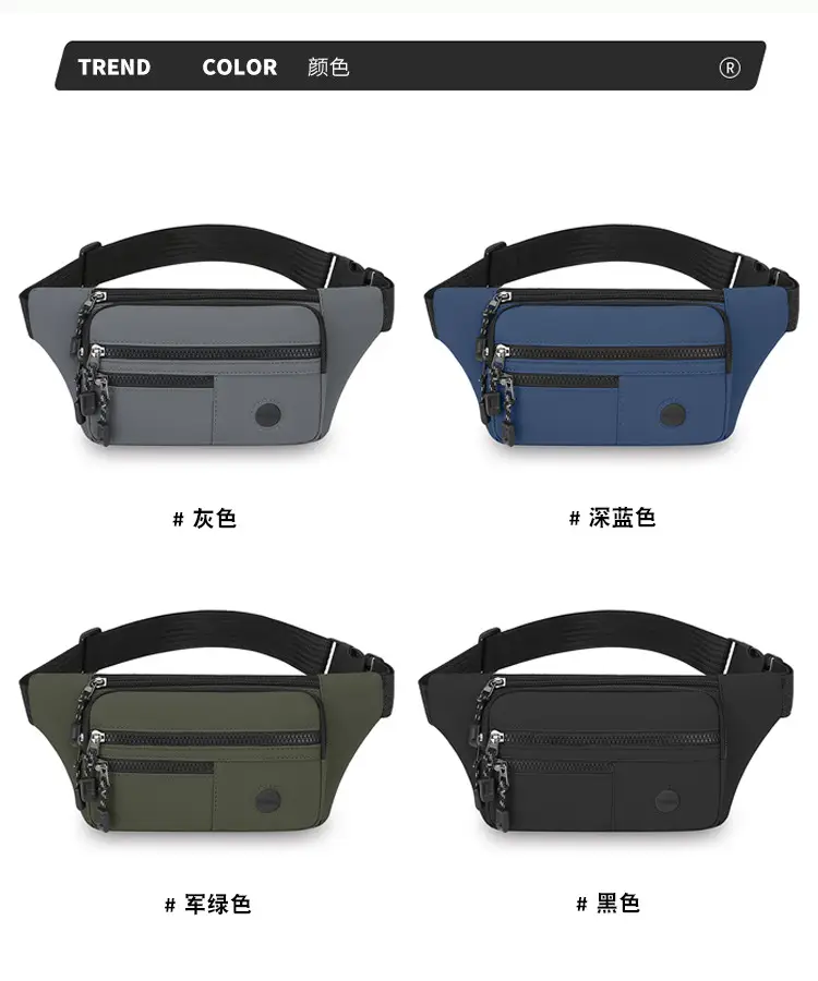Men's Multi-Layer Waist Bag Blue Pu Leather — feature 5