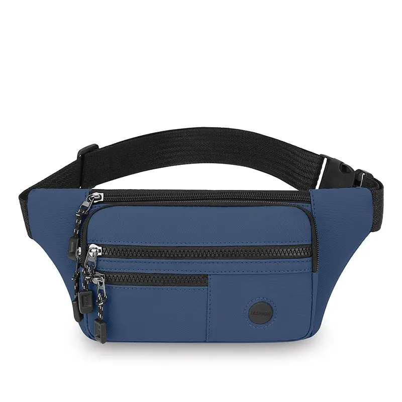 Men's Multi-Layer Waist Bag Blue Pu Leather - Image 2