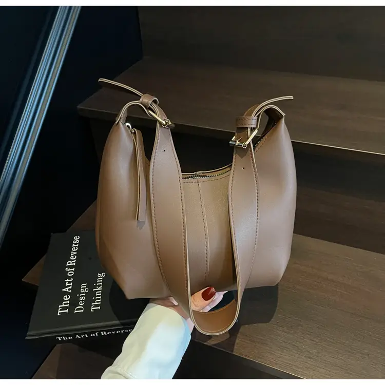 Women's Large-Capacity Crossbody Shoulder Bag Beige Leather — feature 19