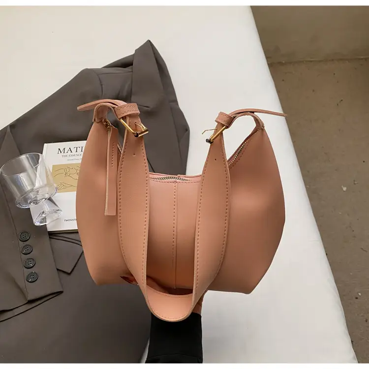 Women's Large-Capacity Crossbody Shoulder Bag Beige Leather — feature 26