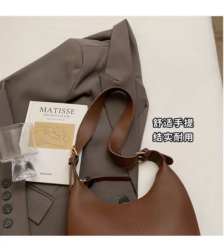 Women's Large-Capacity Crossbody Shoulder Bag Beige Leather — feature 4