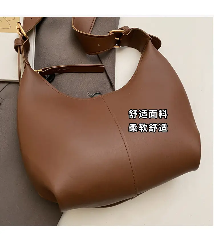 Women's Large-Capacity Crossbody Shoulder Bag Beige Leather — feature 5