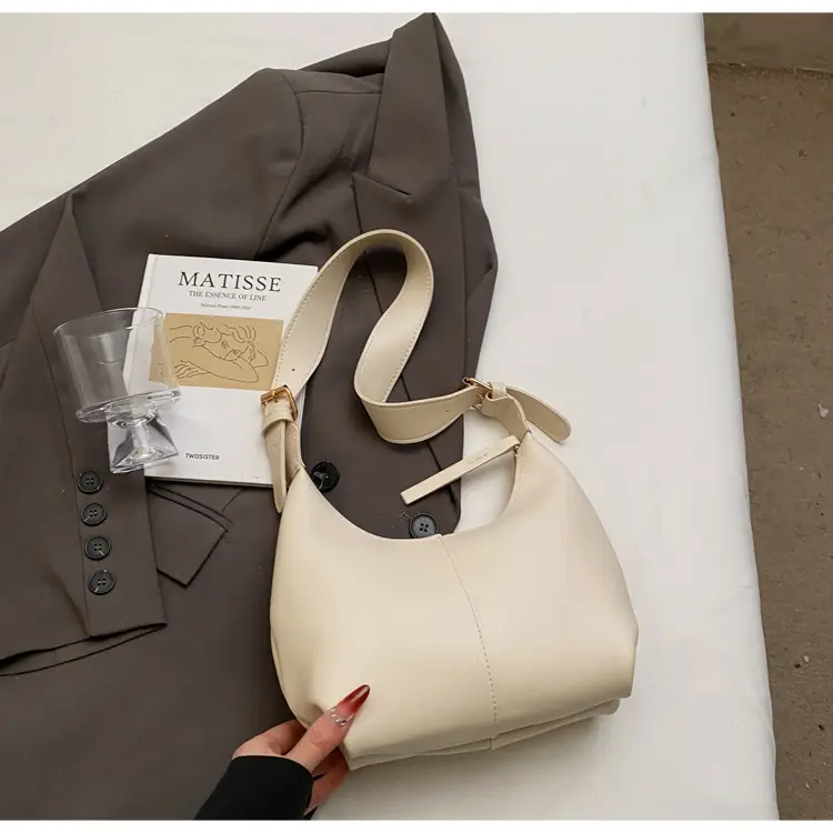 Women's Large-Capacity Crossbody Shoulder Bag Beige Leather — feature 50