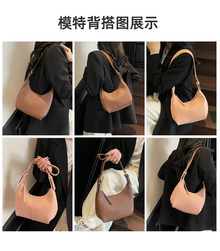 Women's Large-Capacity Crossbody Shoulder Bag Beige Leather — feature 7
