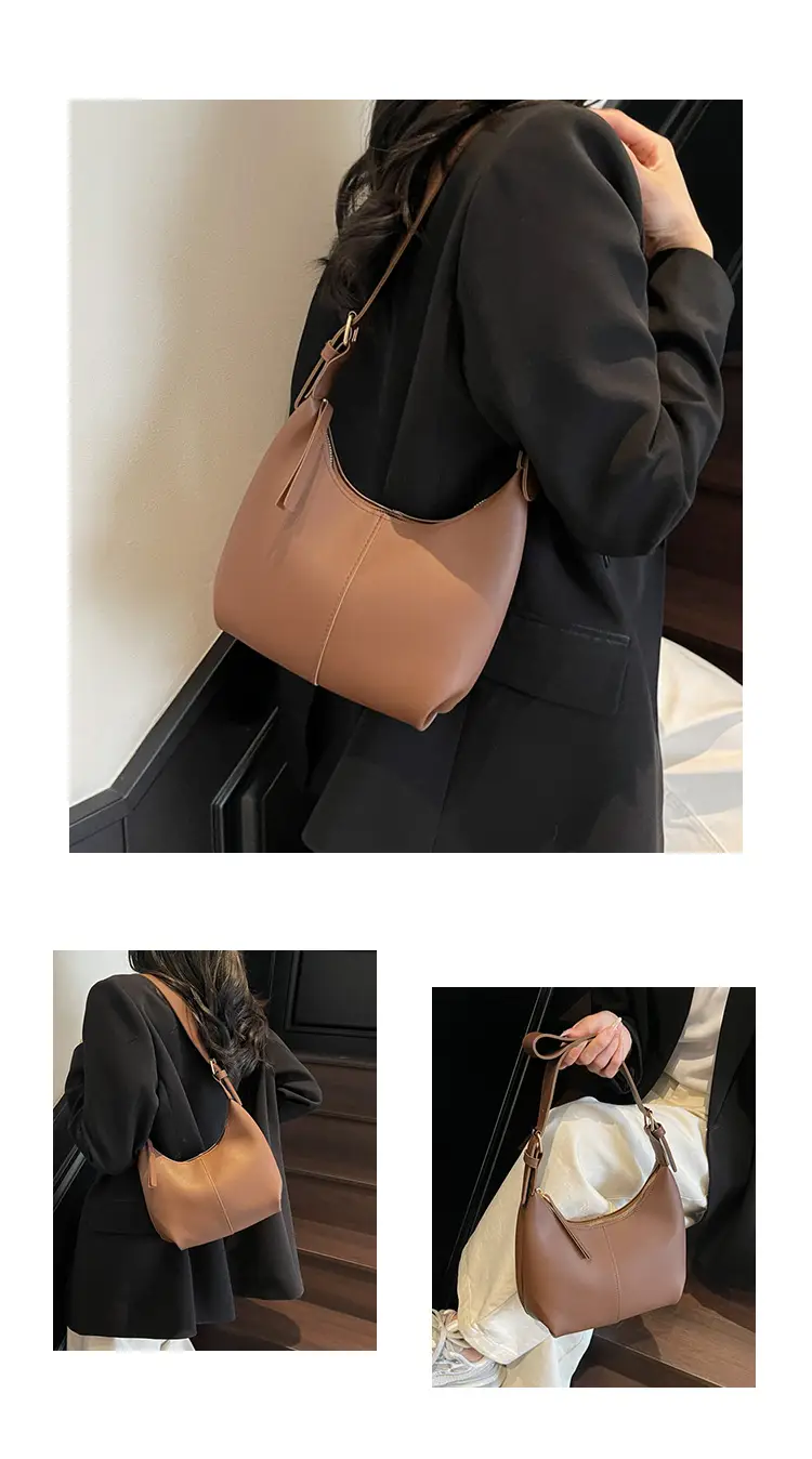 Women's Large-Capacity Crossbody Shoulder Bag Beige Leather — feature 8