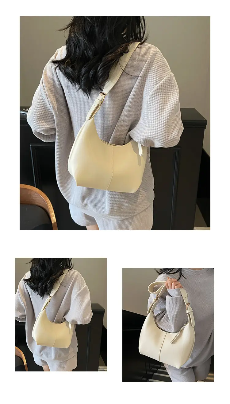 Women's Large-Capacity Crossbody Shoulder Bag Beige Leather — feature 9