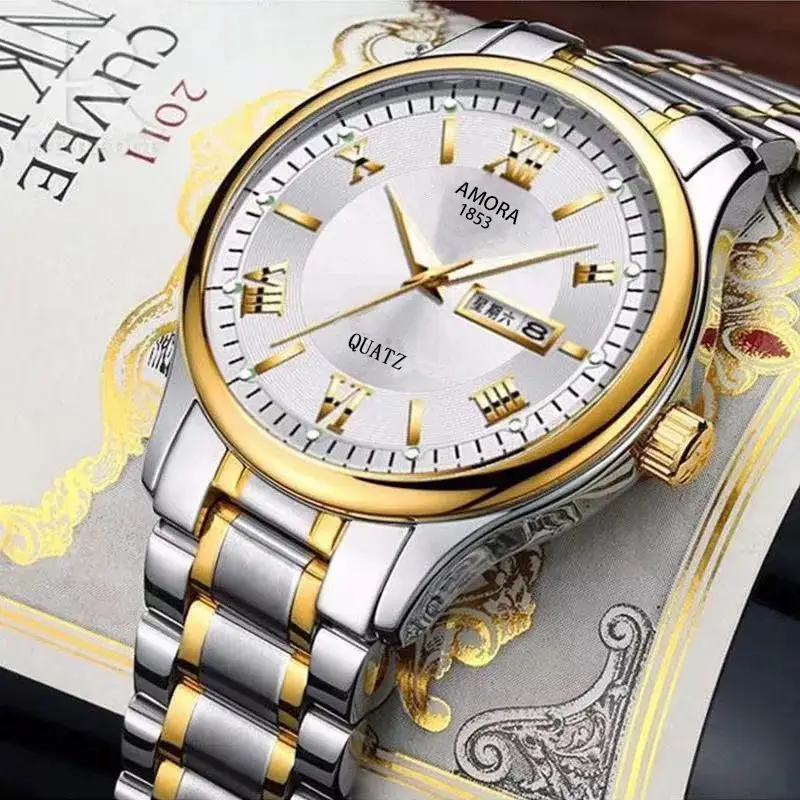 Men Luminous Waterproof Quartz Watch with Roman Numeral