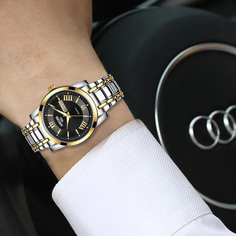 Men Luminous Waterproof Quartz Watch with Roman Numeral — feature 4