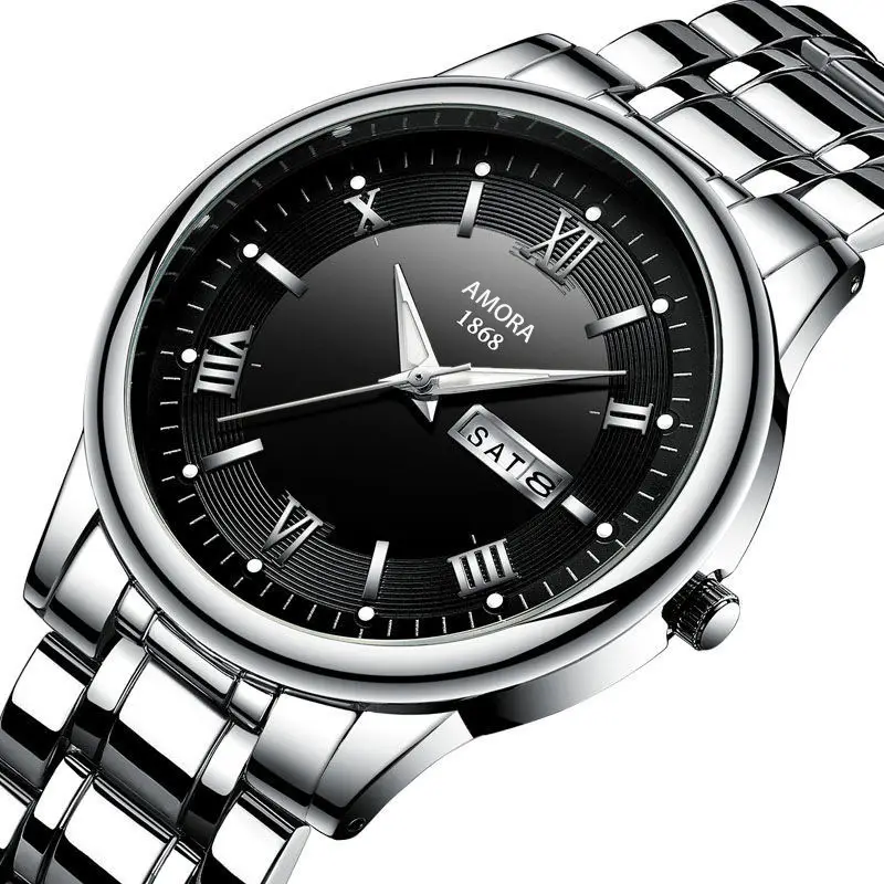 Men Luminous Waterproof Quartz Watch with Roman Numeral - Image 4