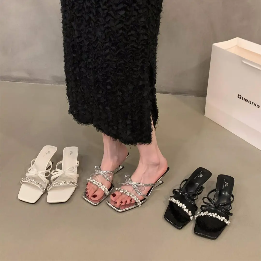 Wedge French Small Sandals Fairy Shoes 2024 New Summer Outfit Skirt High Heel Rhinestone Sandals - Image 5