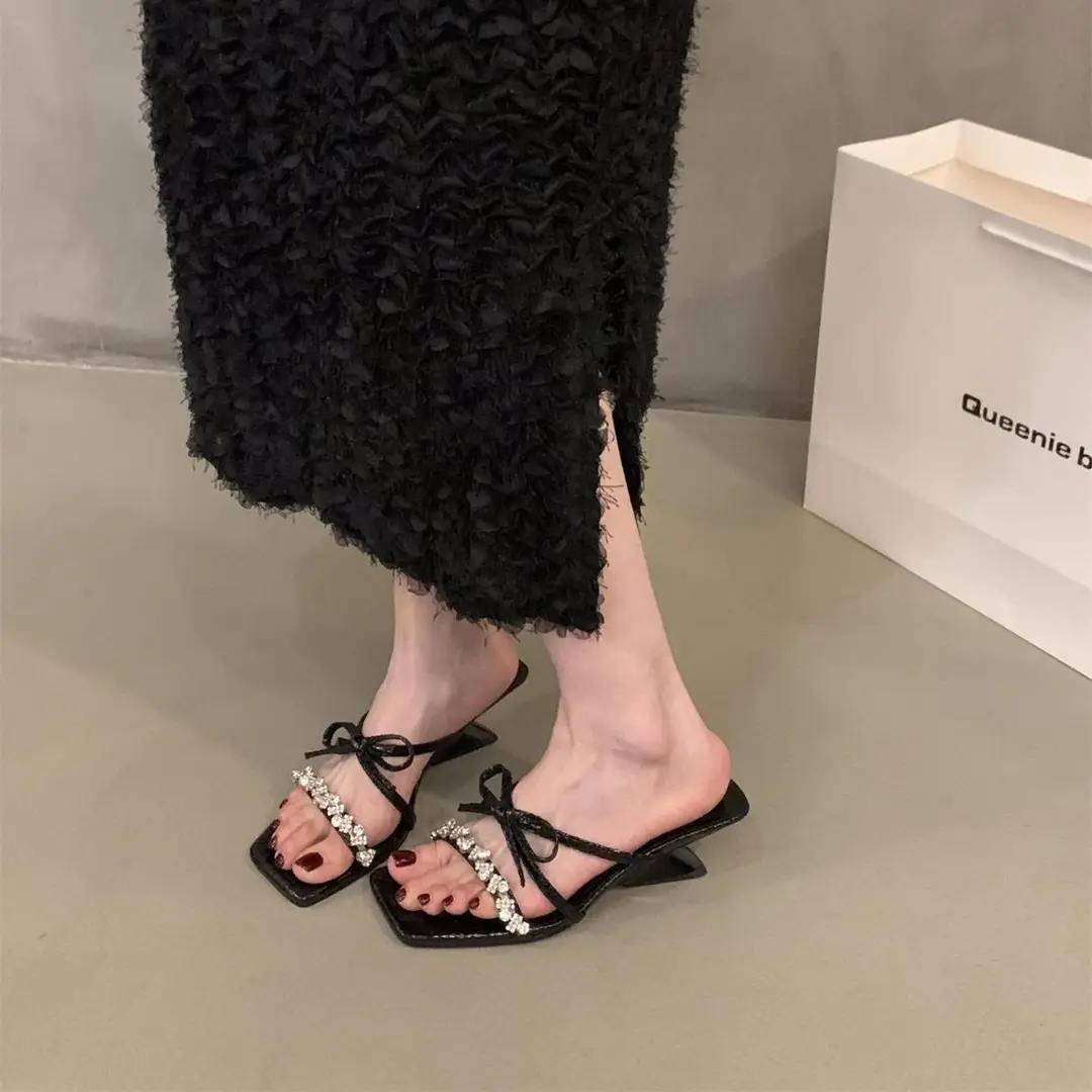 Wedge French Small Sandals Fairy Shoes 2024 New Summer Outfit Skirt High Heel Rhinestone Sandals - Image 6