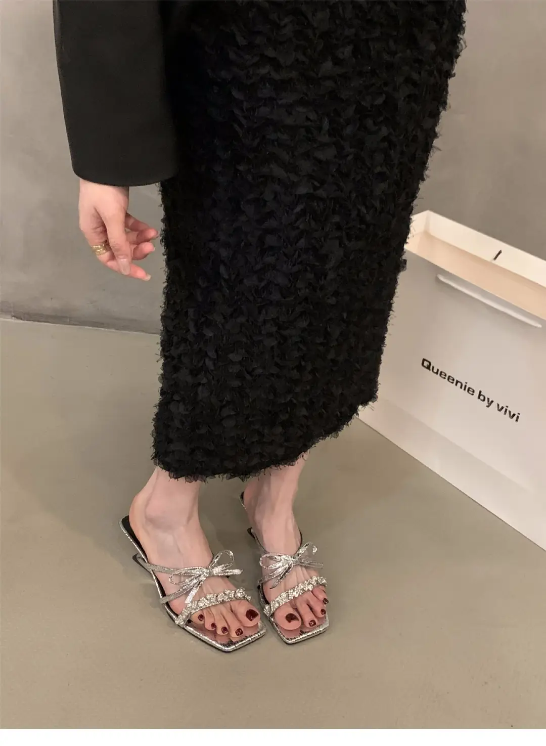 Wedge French Small Sandals Fairy Shoes 2024 New Summer Outfit Skirt High Heel Rhinestone Sandals — feature 3