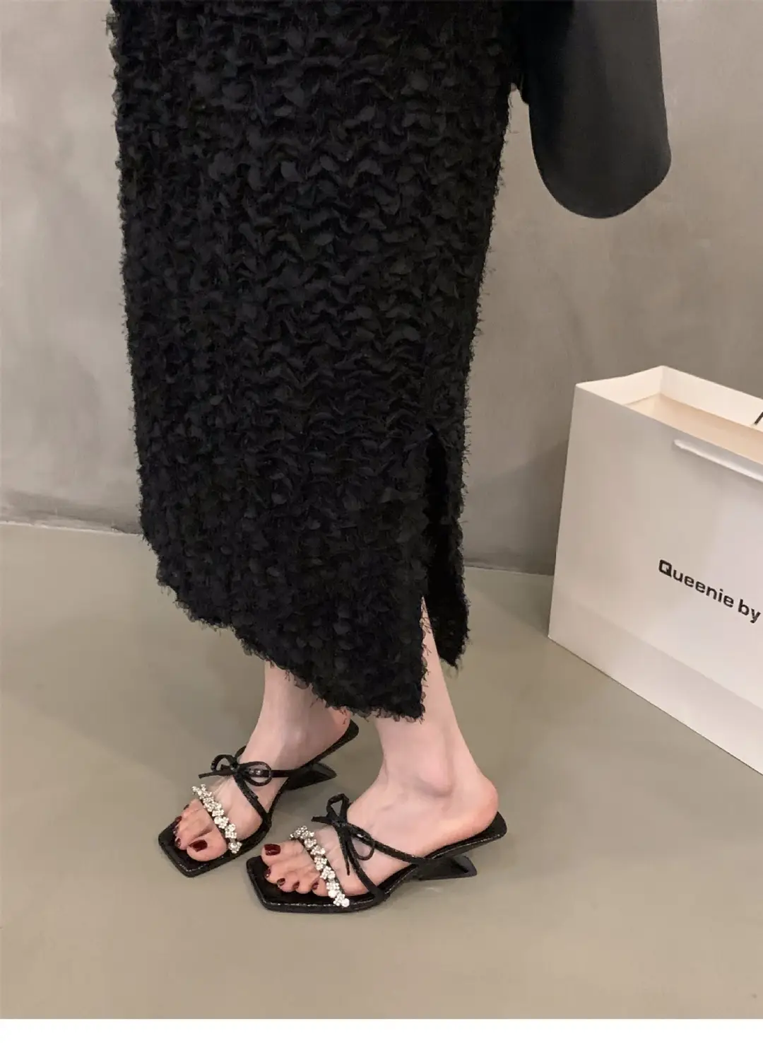 Wedge French Small Sandals Fairy Shoes 2024 New Summer Outfit Skirt High Heel Rhinestone Sandals — feature 4