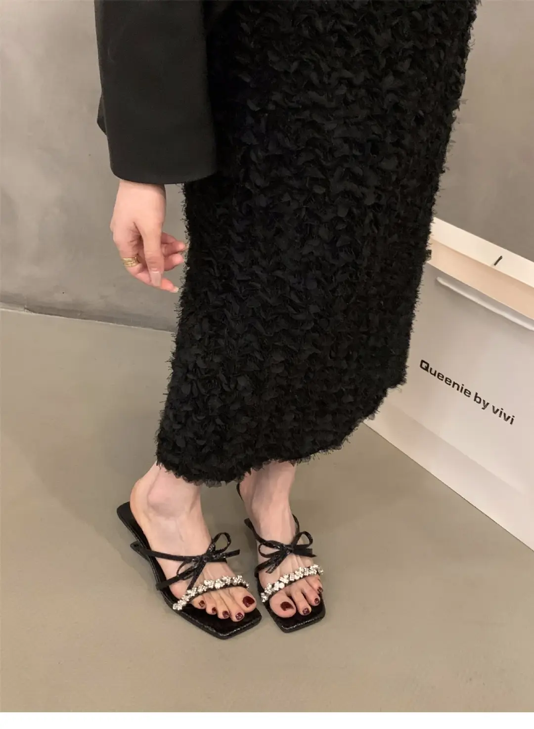 Wedge French Small Sandals Fairy Shoes 2024 New Summer Outfit Skirt High Heel Rhinestone Sandals — feature 5