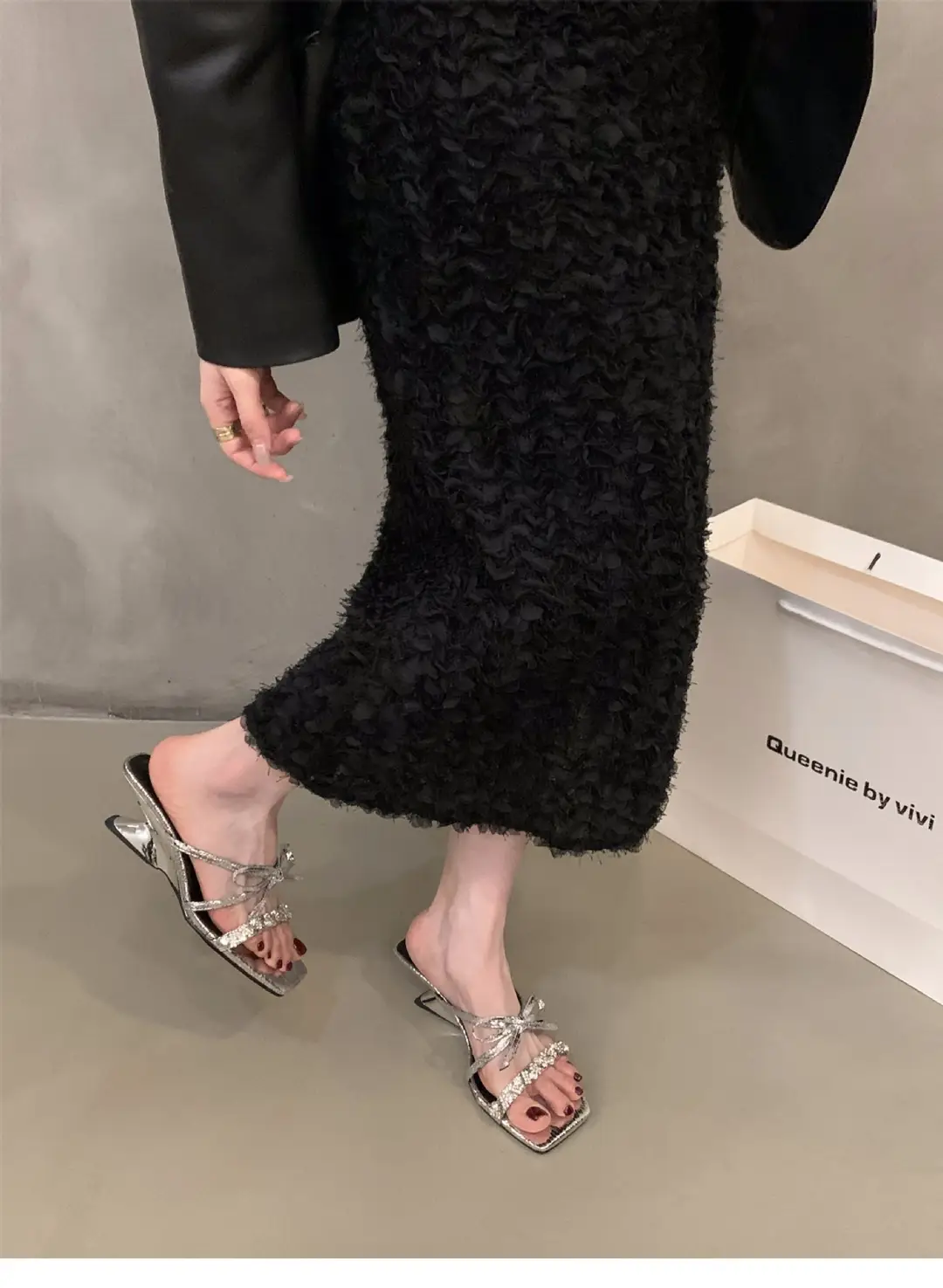 Wedge French Small Sandals Fairy Shoes 2024 New Summer Outfit Skirt High Heel Rhinestone Sandals — feature 6