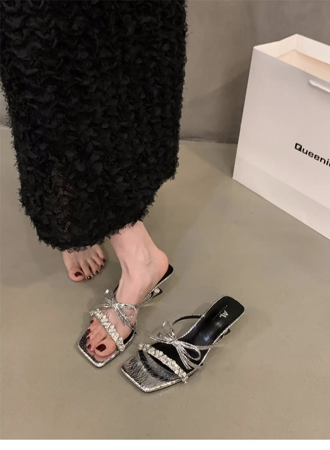 Wedge French Small Sandals Fairy Shoes 2024 New Summer Outfit Skirt High Heel Rhinestone Sandals — feature 7