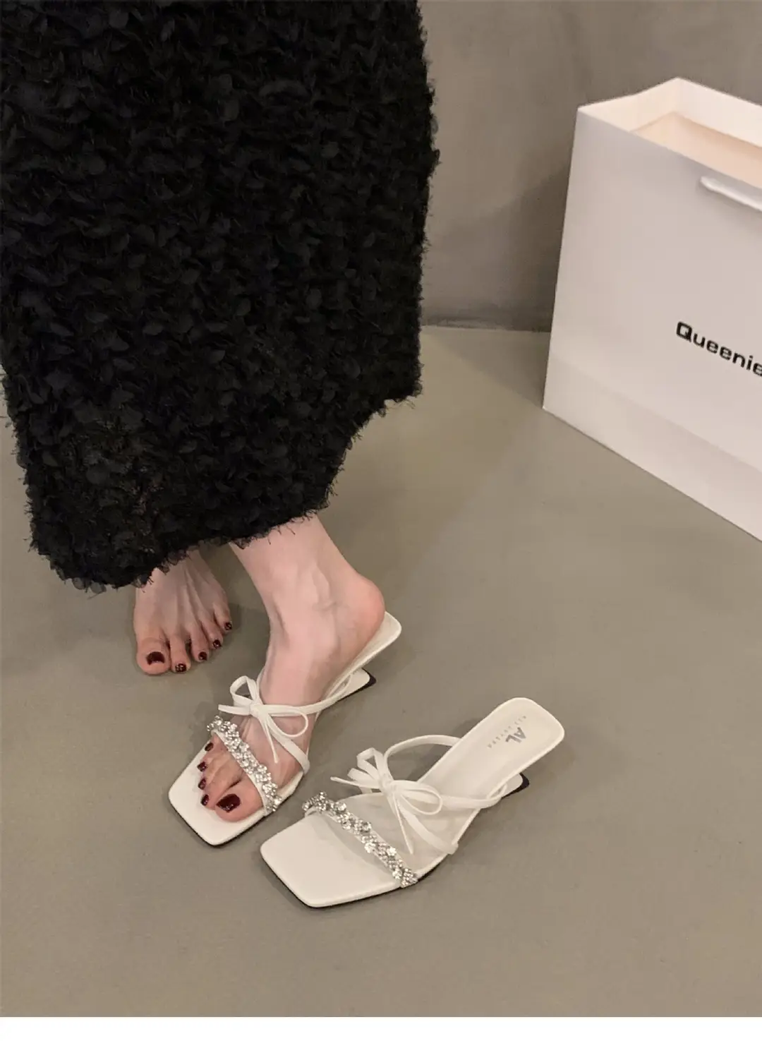 Wedge French Small Sandals Fairy Shoes 2024 New Summer Outfit Skirt High Heel Rhinestone Sandals — feature 8