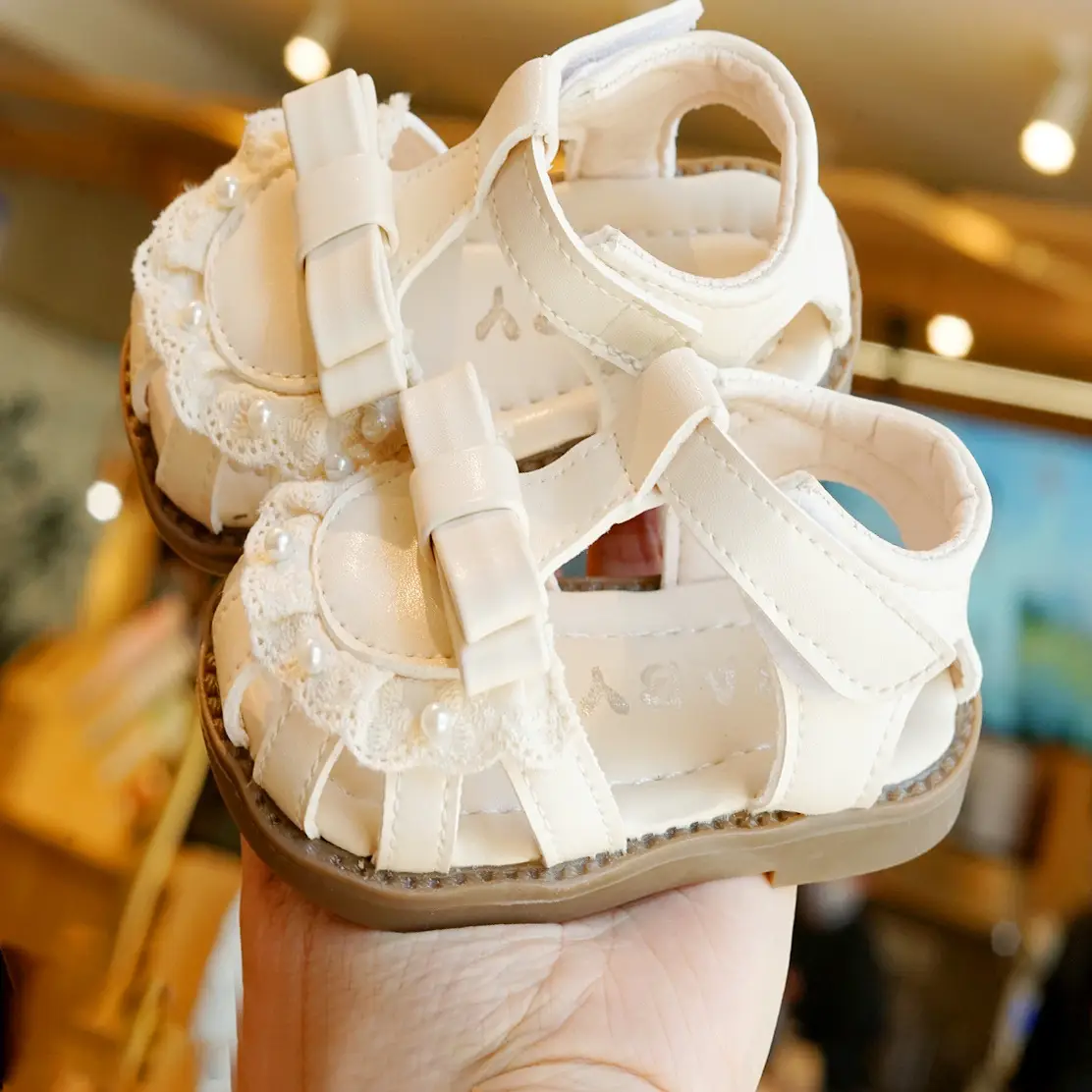 Toddler Sandals White Soft Sole 1-2Yrs