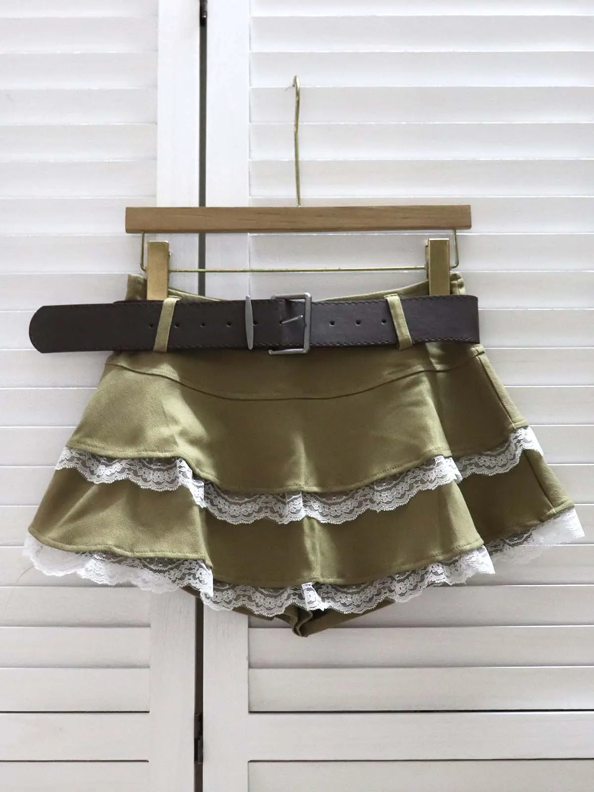 Brown Ruffled Skirt with Belt for Girls — feature 12