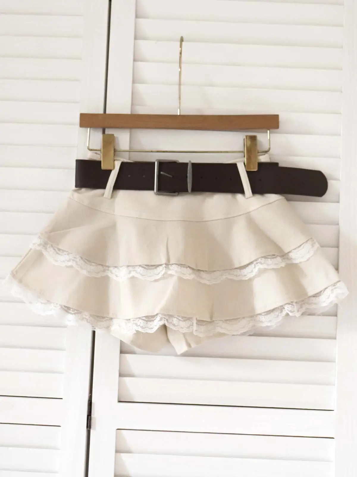 Brown Ruffled Skirt with Belt for Girls — feature 4