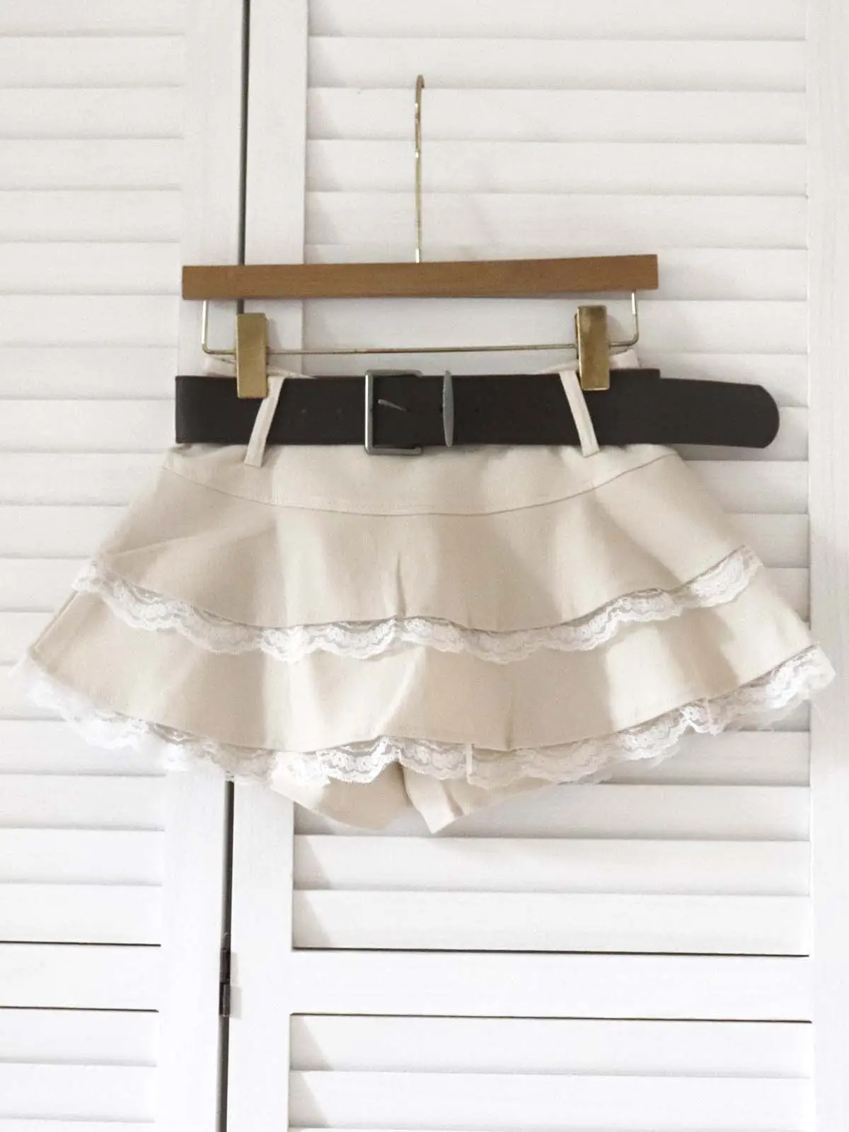 Brown Ruffled Skirt with Belt for Girls — feature 9