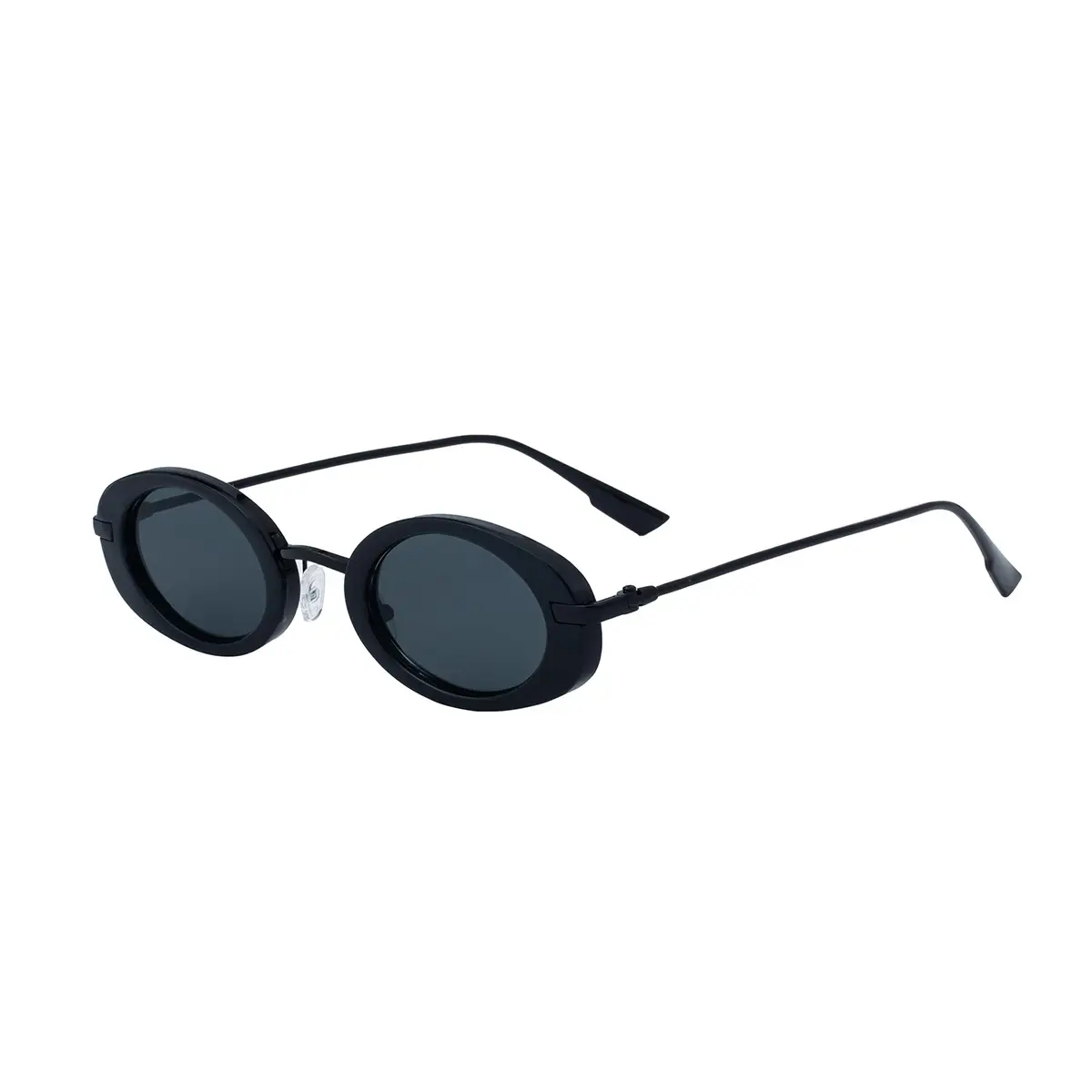 Women's Black Oval Sunglasses with Gold Frame - Image 7