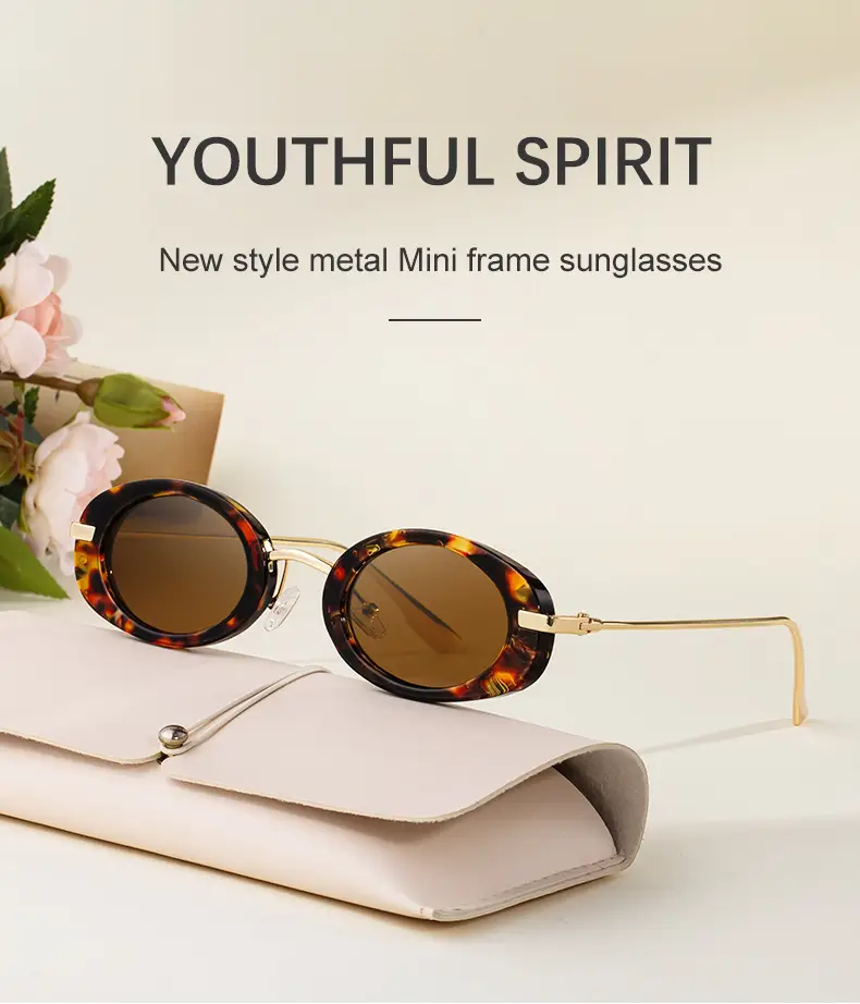 Women's Black Oval Sunglasses with Gold Frame — feature 11