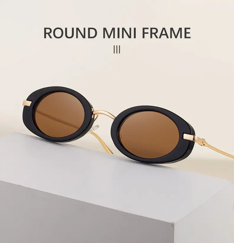 Women's Black Oval Sunglasses with Gold Frame — feature 15