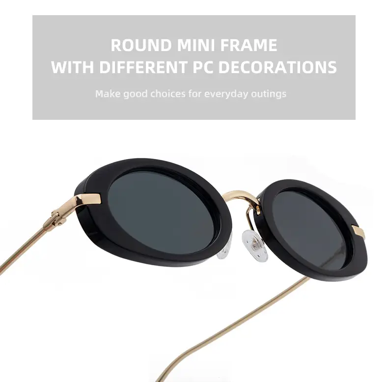 Women's Black Oval Sunglasses with Gold Frame — feature 17