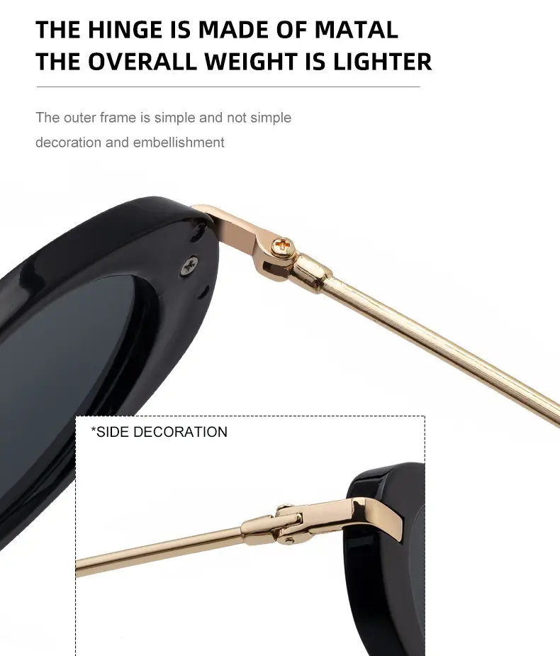 Women's Black Oval Sunglasses with Gold Frame — feature 19