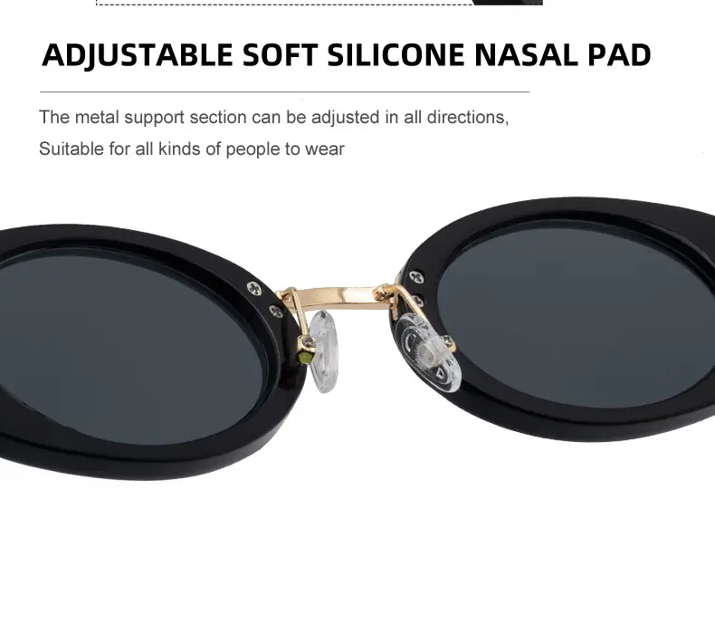 Women's Black Oval Sunglasses with Gold Frame — feature 20