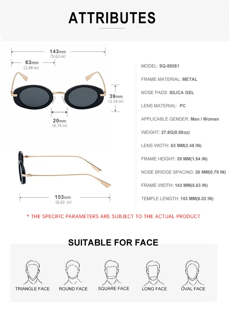 Women's Black Oval Sunglasses with Gold Frame — feature 22