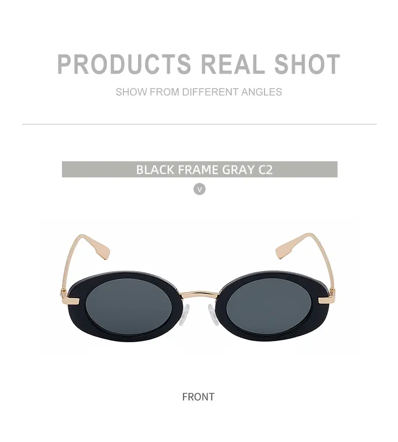 Women's Black Oval Sunglasses with Gold Frame — feature 23