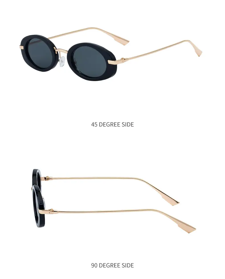 Women's Black Oval Sunglasses with Gold Frame — feature 24