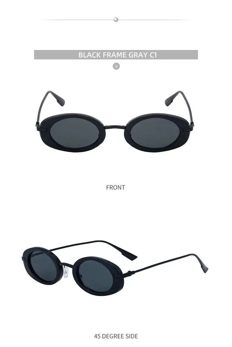 Women's Black Oval Sunglasses with Gold Frame — feature 25
